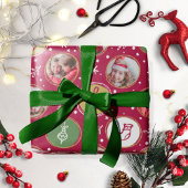 Papier Cadeau Playful Family Photo Collage Christmas Red