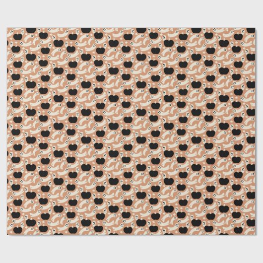 Papier Cadeau Playful Ghosts and Pumpkins on Black – Halloween (Plat)
