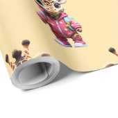 Papier Cadeau "Playful Giraffe Stroll" (Coin rond)