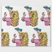 Papier Cadeau Playful Girl with Crayon (Plat)