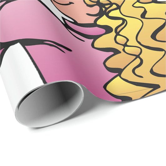 Papier Cadeau Playful Girl with Crayon (Coin rond)