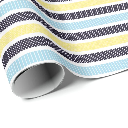 Papier Cadeau Playful Striped Polka Dot Pattern (Coin rond)