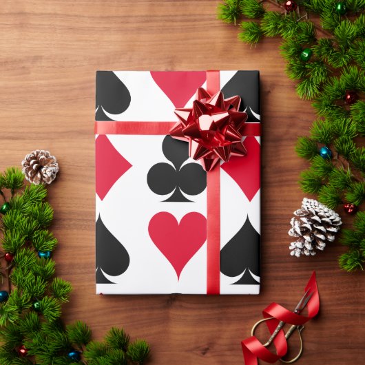 Papier Cadeau Playing cards symbols pattern (Cadeau de vacances)