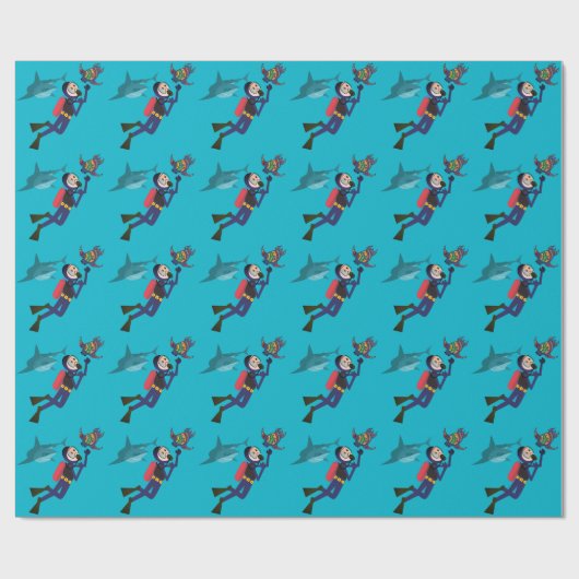 PAPIER CADEAU PLONGÉE DE PLONGÉE AVEC REQUINS ET TORTLE WRAPPI (Plat)