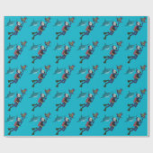PAPIER CADEAU PLONGÉE DE SCUBA NAGEANT AVEC TURTLE + SHARK (Plat)