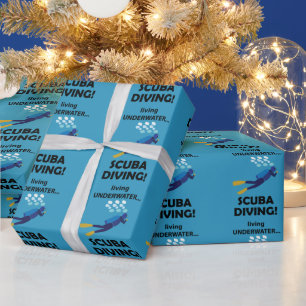 Papier Cadeau Plongée en Scaphandre Vivre sous l'eau Plongée en
