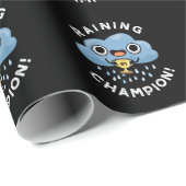 Papier Cadeau Pluie Champ Funny Météo Pluie Nuage Cloud Pun Dark (Coin rond)