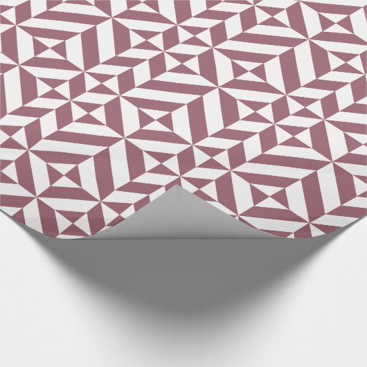 Papier Cadeau Plum Geometric Deco Cube Pattern (Coin)