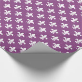 Papier Cadeau Plum violet, blanc Fleur de Lis Motif (Coin)