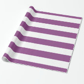 Papier Cadeau Plum violet, blanc Motif des rayures XL (Déroulé)