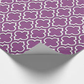 Papier Cadeau Plum violet blanc XL Quatrefoil marocain #7DS (Coin)