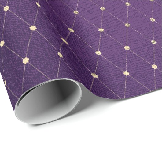 Papier Cadeau Plum violet Golden Net Delicond Coupe de diamant (Coin rond)