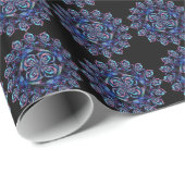 Papier Cadeau Plume de paon bleue (Coin rond)