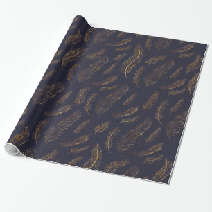 Papier Cadeau Plume d'or modelée