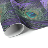 Papier Cadeau Plume pourpre soyeuse de paon (Coin rond)