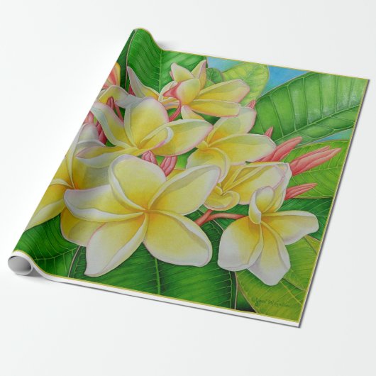 Papier Cadeau Plumeria hawaïen (Déroulé)