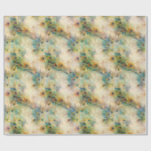 Papier Cadeau Plumes Aqua Green Gold Peacock (Plat)