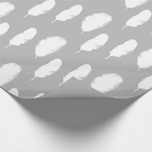 Papier Cadeau Plumes blanches chic (Coin)