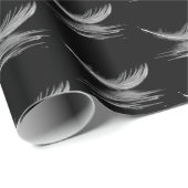 Papier Cadeau plumes blanches flottant sur l'eau noire (Coin rond)