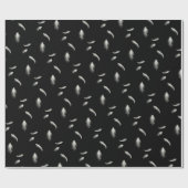 Papier Cadeau Plumes blanches sur fond noir (Plat)