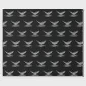 Papier Cadeau plumes blanches sur noir (Plat)