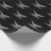 Papier Cadeau plumes blanches sur noir (Coin)