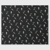Papier Cadeau Plumes blanches sur noir (Plat)