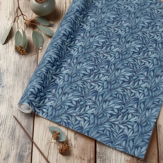 Papier Cadeau Plumes bleues