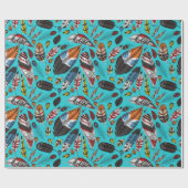 Papier Cadeau Plumes colorées enveloppant du papier (Plat)