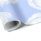 Papier Cadeau Plumes d'autruche sur arrière - plan bleu périwink (Coin rond)