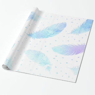 Papier Cadeau Plumes de lavande d'Ombre de *~* sur le blanc