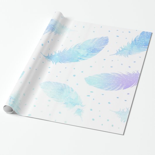 Papier Cadeau Plumes de lavande d'Ombre de *~* sur le blanc (Déroulé)