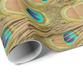 Papier Cadeau Plumes de paon (Coin rond)