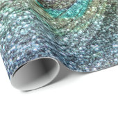 Papier Cadeau Plumes de paon de parties scintillantes (Coin rond)