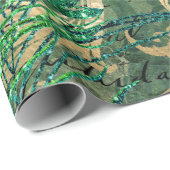 Papier Cadeau Plumes de paon et papillon (Coin rond)