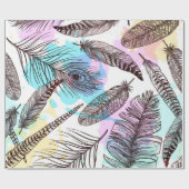 Papier Cadeau Plumes de paquetage (Plat)