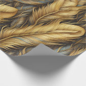 Papier Cadeau Plumes d'or Argent Art (Coin)