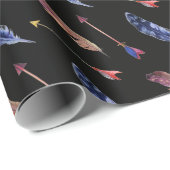 Papier Cadeau Plumes et flèches (Coin rond)