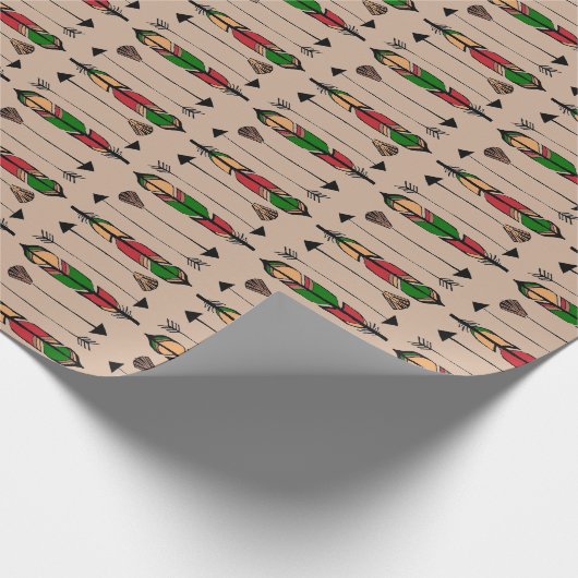 Papier Cadeau Plumes et flèches enveloppant papier (Coin)