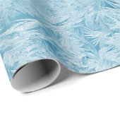 Papier Cadeau plumes et flocons bleus abstraits (Coin rond)