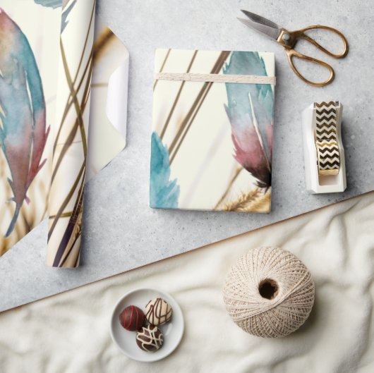 Papier Cadeau Plumes et herbe (Artisanat)