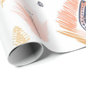 Papier Cadeau Plumes neutres Boho (Coin rond)
