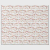 Papier Cadeau Plumes roses et Feuilles (Plat)