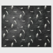 Papier Cadeau Plumes sur papier à envelopper en cuir noir (Plat)