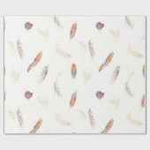 Papier Cadeau Plumes Tendance Collection Luxe Boho (Plat)