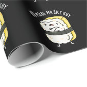Papier Cadeau Plus M. Rice Guy Funny Sushi Pun Dark BG (Coin rond)