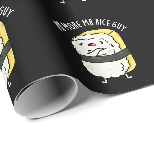Papier Cadeau Plus M. Rice Guy Funny Sushi Pun Dark BG (Coin rond)
