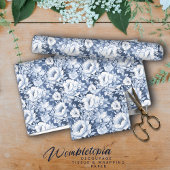 Papier Cadeau Plutôt élégant motif floral bleu Indigo