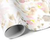 Papier Cadeau Plutôt Neutre Crème Rose Floral (Coin rond)
