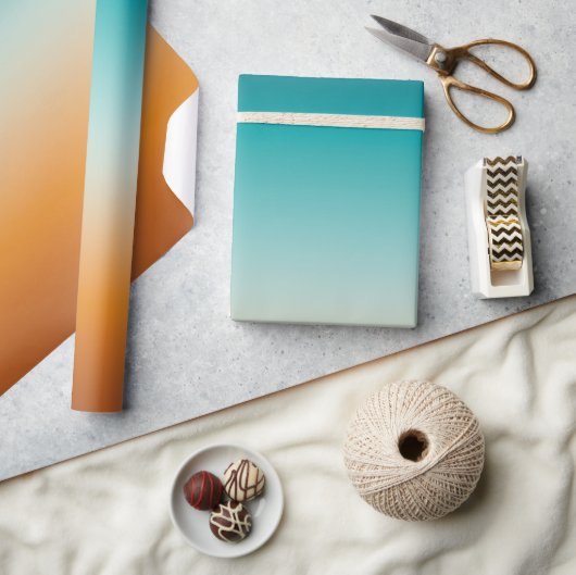 Papier Cadeau Plutôt Ombre Sunny Orange & Turquoise Blue Gradien (Artisanat)